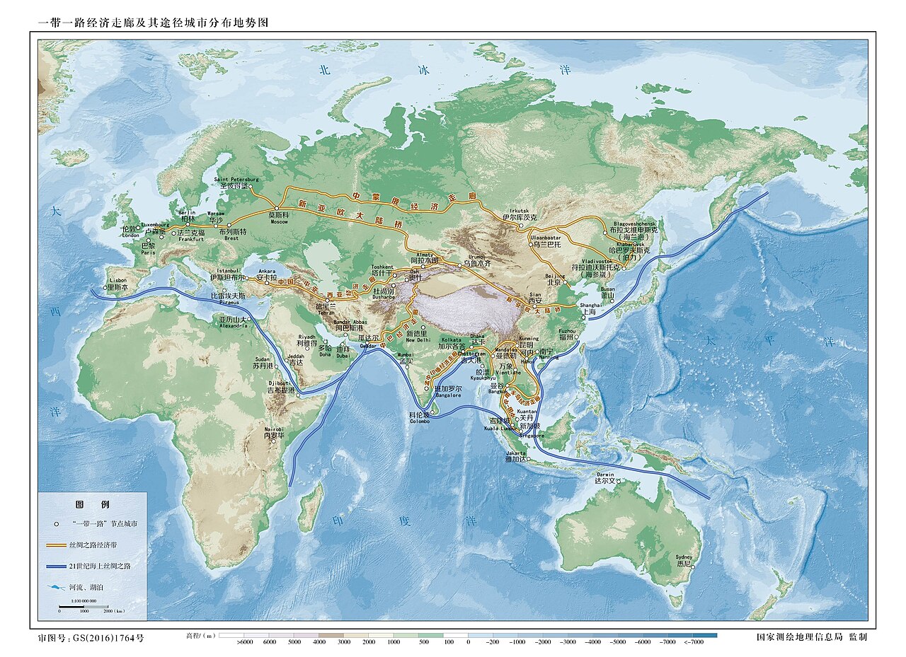 Map of Belt and Road corridors
