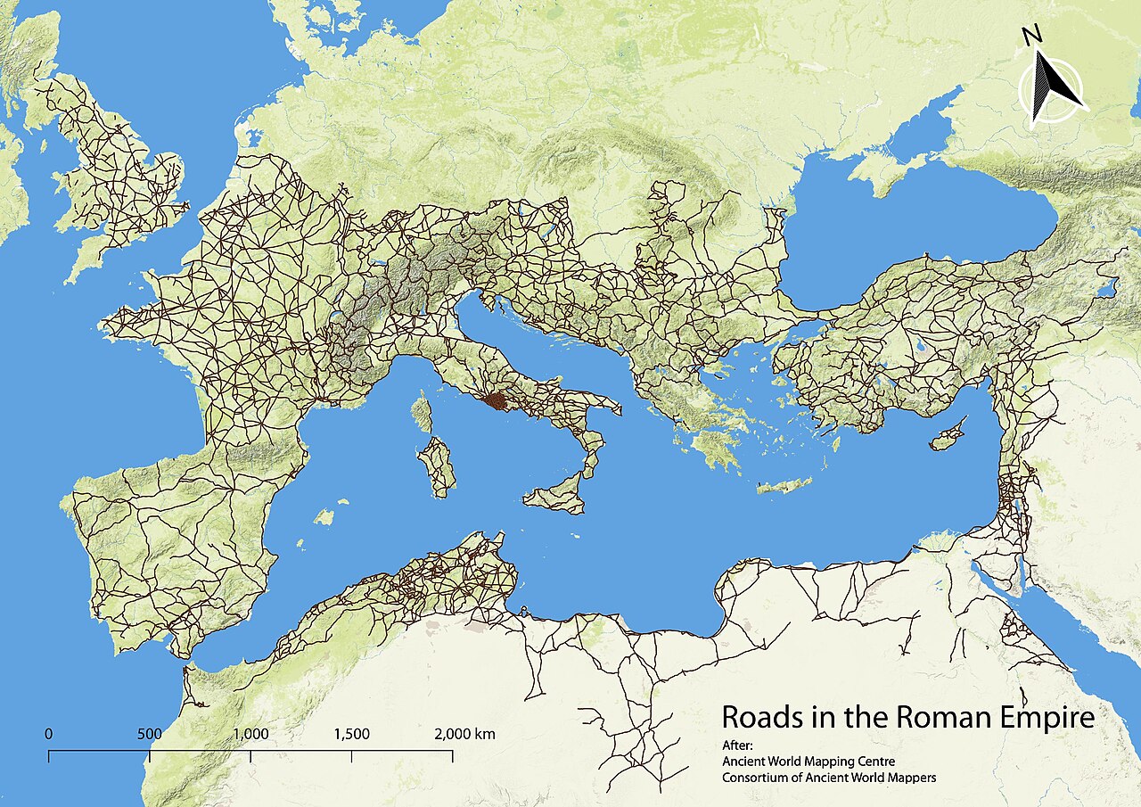 Map of roads in the Roman Empire