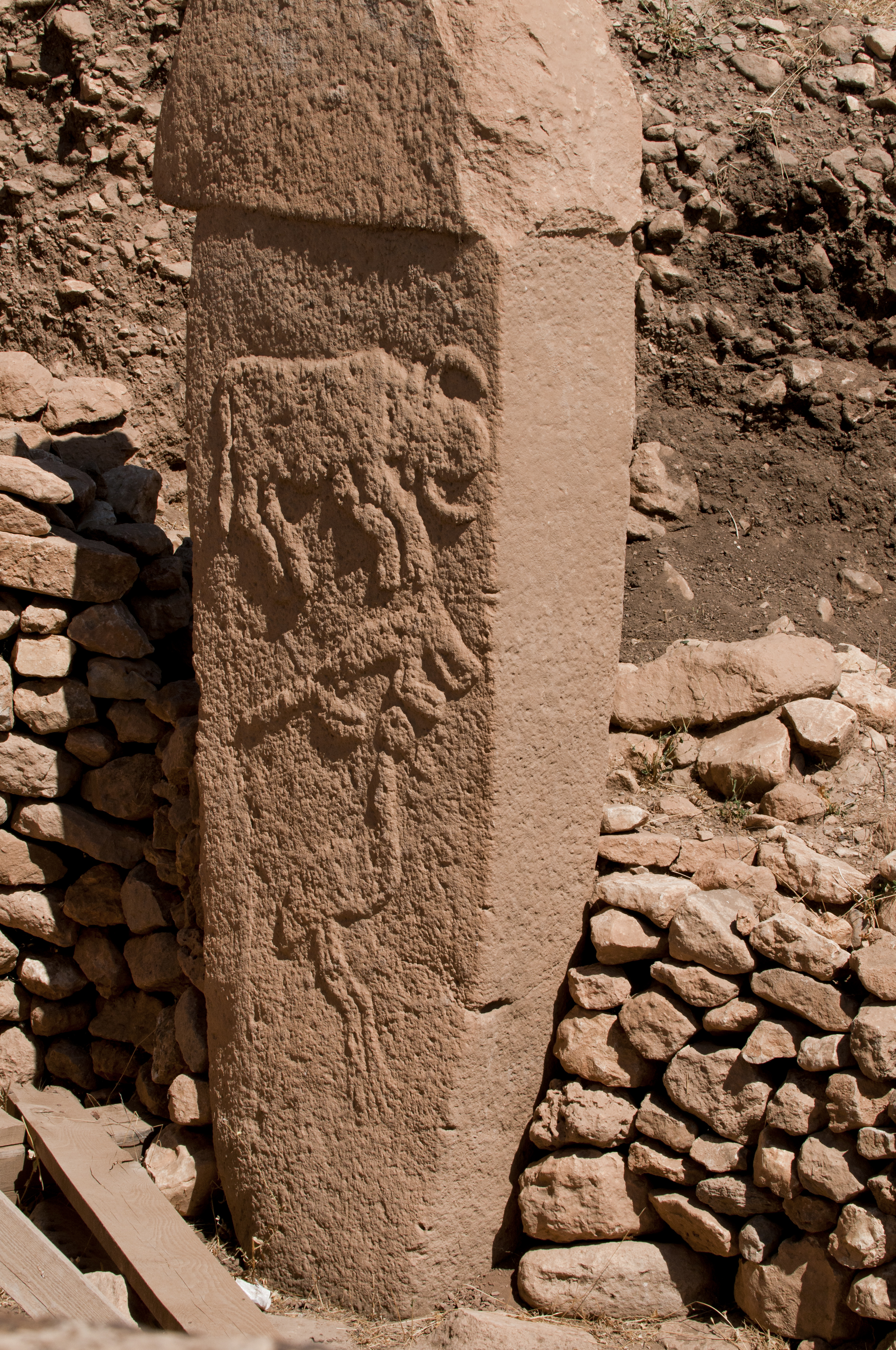 The carved limestone pillars of Gobekli Tepe in southeastern Turkey, circa 9,600 BC